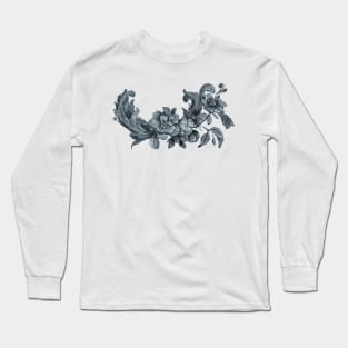 French Blue Hand Painted Toile Long Sleeve T-Shirt